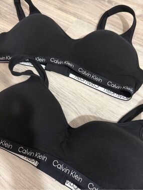 Calvin Klein Black Wireless Logo Bralette - bundle with two bras (exact same)